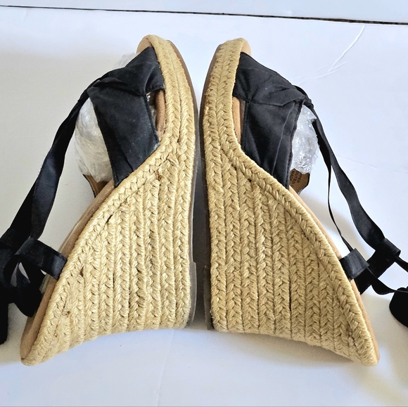 Womens Xhilaration Wrap Around Ankle Black Espadrilles Wedges Shoes Heels Size 8 - Picture 7 of 11